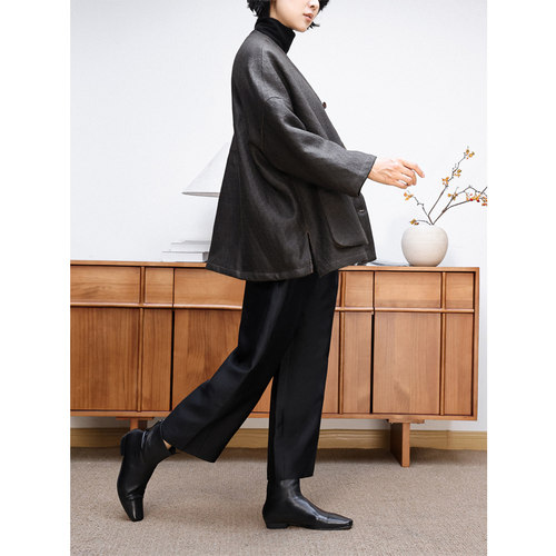 古董柞蚕丝桑云纱羊毛填充棉服女