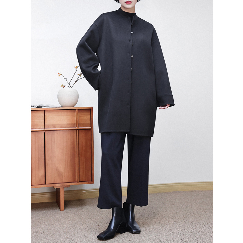 法式纯山羊绒贵女百搭社交款大衣