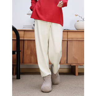 KAKA巴黎走秀精梳纯山羊绒尖密织厚实折腰遮肉老钱风保暖奶奶裤女