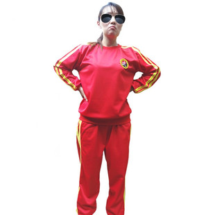 武道龙春秋冬散打服长袖圆领加绒儿童成人武术服拳击泰拳运动套装