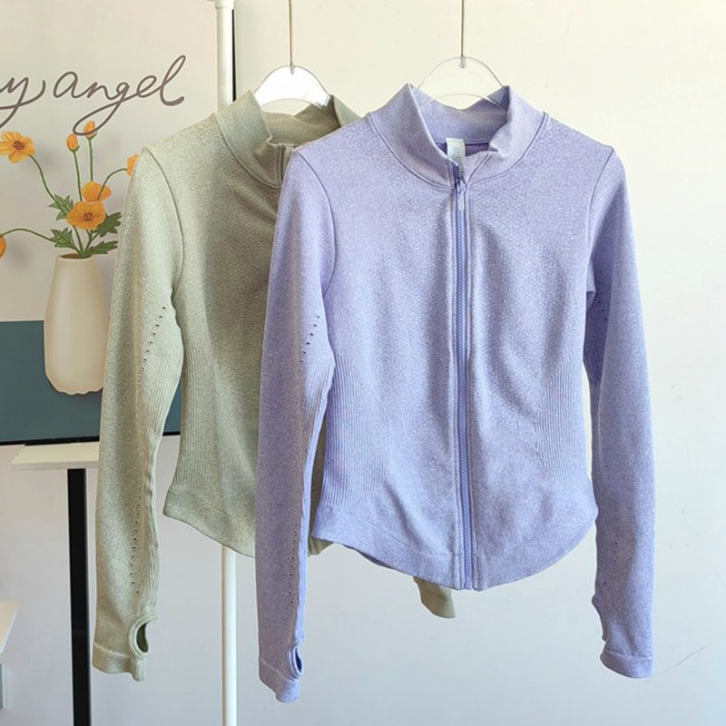 健身立领无缝针织瑜伽外套女开衫