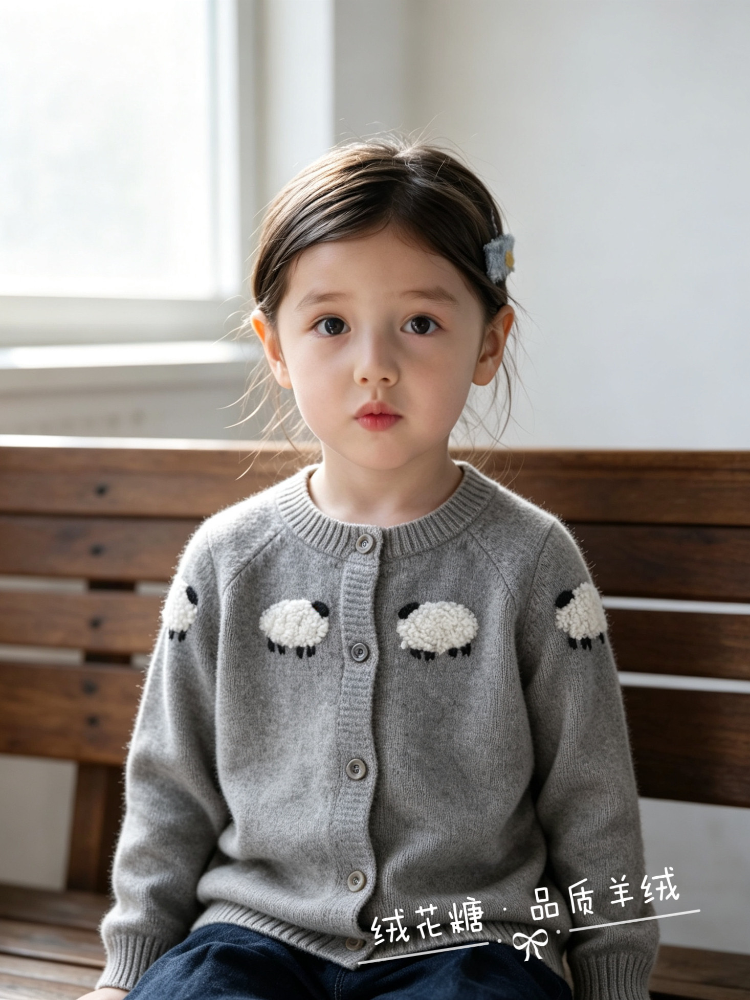 洪叶云台洋气儿童羊绒衫女童开衫针织婴幼儿外套小月龄宝宝毛衣
