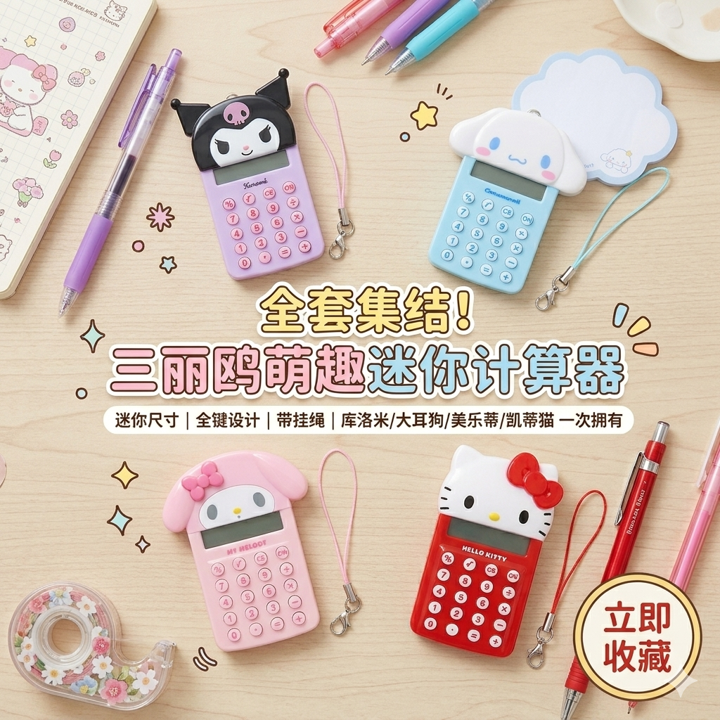 三丽鸥可爱迷你计算器钥匙扣