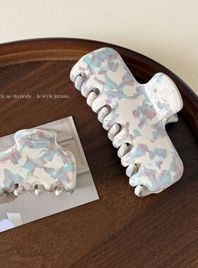 油画风厚版醋酸抓夹高级感轻奢发夹女后脑勺小抓夹盘发小夹子发饰