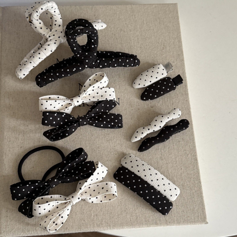 法式甜美黑白波点发夹蝴蝶结发抓发绳百搭鲨鱼夹简鸭嘴夹发饰新款,饰品/流行首饰/时尚饰品新,发饰,淘宝优惠券,粉丝福利购,淘宝优惠卷