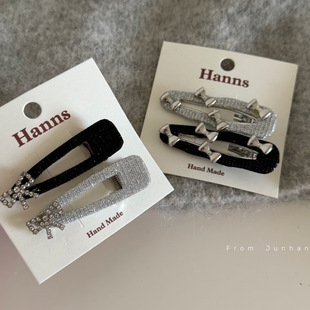 韩国气质银色细闪蝴蝶结发夹边夹博主同款 发饰侧边碎发卡女