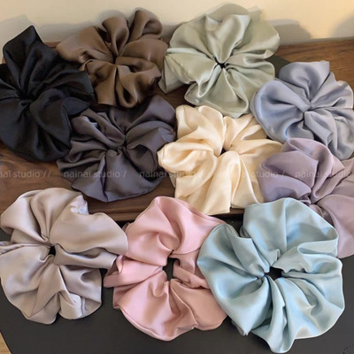 日常款10色入超大号纯色缎面大肠发圈高级感复古丸子头发绳女