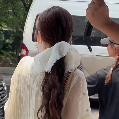 徐璐同款韩系双层蕾丝刺绣大肠发圈网红2026新款绑头发头绳