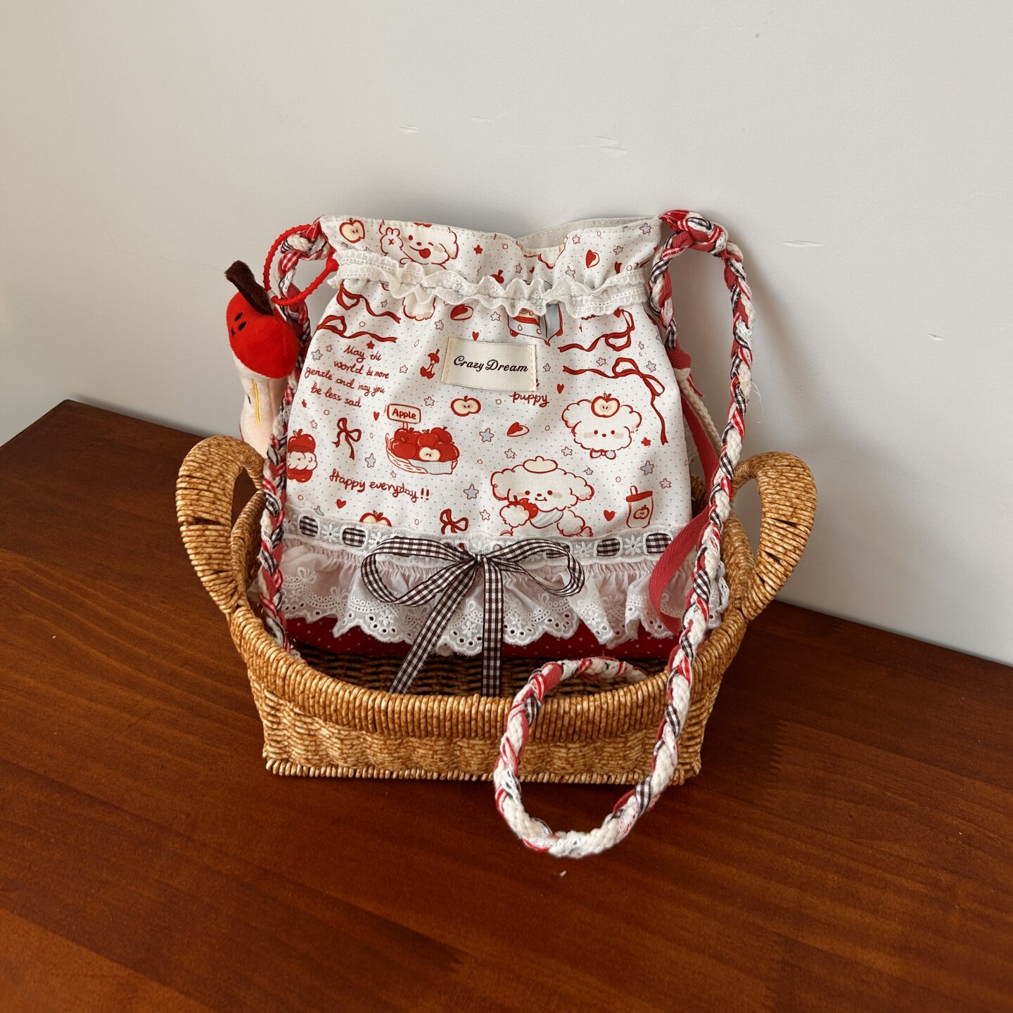 帆布包可爱斜挎包红色单肩包女包轻便洛丽塔百搭小众小包Lolita包