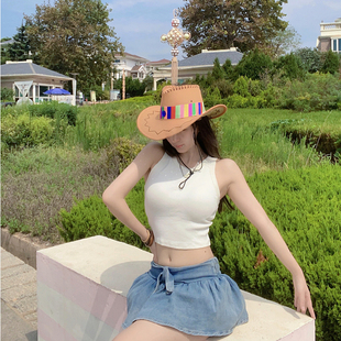 太阳舞蹈姑娘帽子西部牛仔帽休闲旅游摄影遮阳帽藏族舞帽骑士帽子