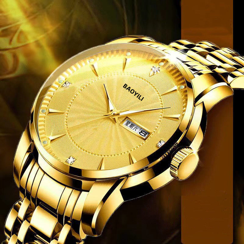 外贸品牌爆款手表镶钻夜光时尚简约钢带日历防水石英表现货一件代