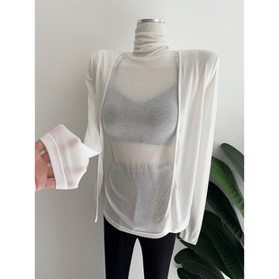 白菜价韩国秋冬新款 薄开衫 修身 背心 女 性感女人味高领无袖 是2件