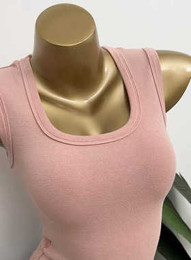 choa好看 本期必入！亲肤好穿收副乳性感U领露腰短款背心上衣女夏