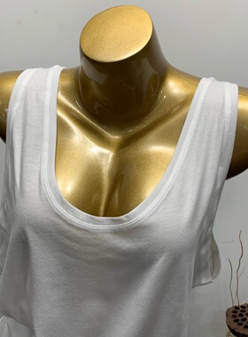 INS白色背心女夏外穿U领内搭宽松网红打底衫性感中长款无袖上衣潮