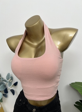 版型hen赞！性感免bra~显胸大带垫挂脖露背遮副乳吊带背心上衣女