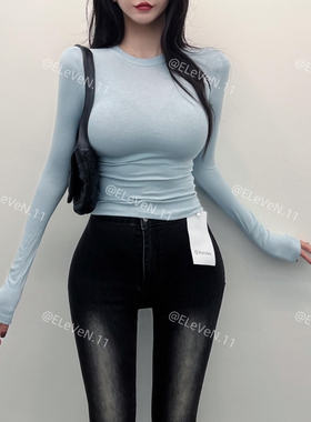 买它~进店bi留 特别的百搭性感圆领紧身显廋长袖内搭打底衫春秋女