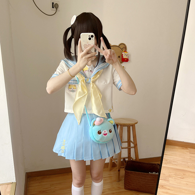 【奶芙猫卷】正版jk原创制服水手服套装蓝色可爱软妹幼稚园萌款