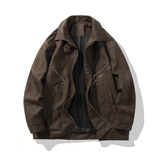 多拉链2025秋装新款大码印花宽松皮衣夹克外套JK130P98控158，男装皮衣，电商A031