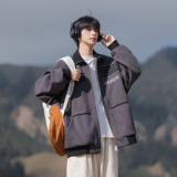 拉条夹克2025秋装新款大码宽松刺绣夹克外套WY119P88控138，男装夹克，电商A031