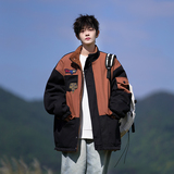 双面穿25冬装新款工装风羊羔毛宽松大码拼接棉衣MY06P108控148，男装棉衣，电商A031