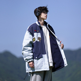 双面穿25冬装新款工装风羊羔毛宽松大码拼接棉衣MY06P108控148，男装棉衣，电商A031