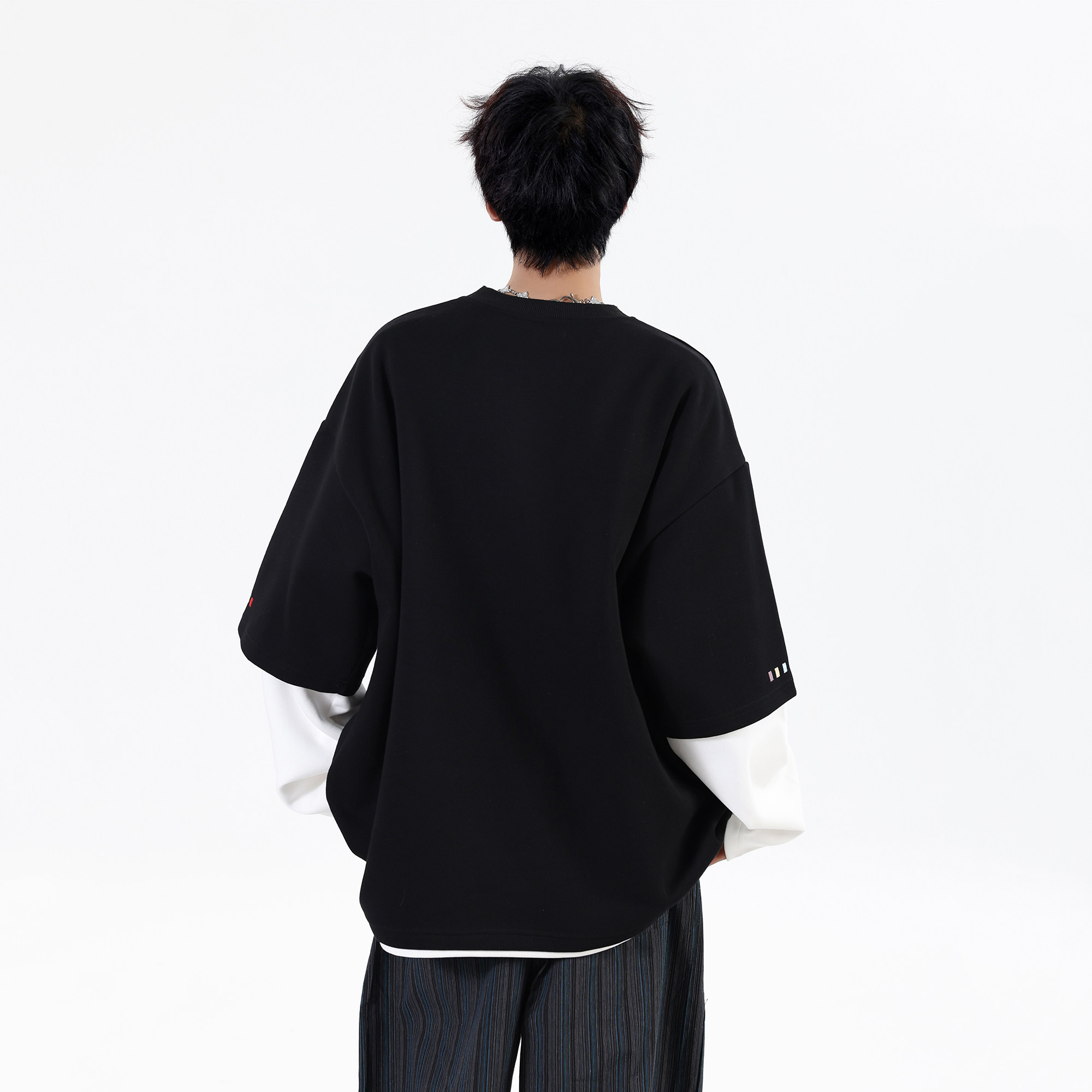 趋势2026春装新款大码宽松假两件卫衣外套JK106P68控98,女装短外套,电商A031