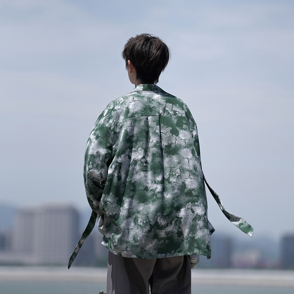 外景花衬衫2026春装新款宽松大码港风男士长袖衬衫CS05P48控68,男装衬衫,电商A031