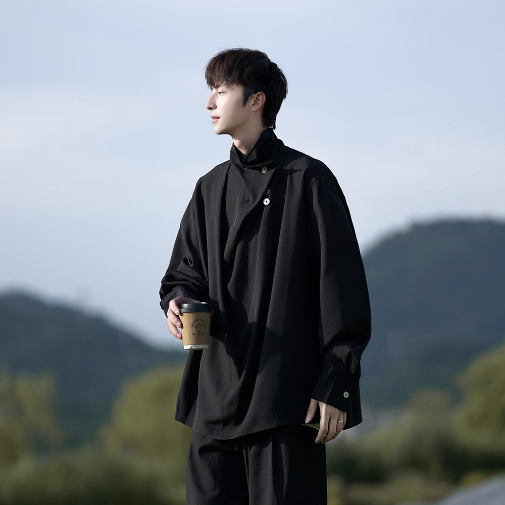 外景2024秋装新款宽松大码港风男士长袖衬衫CS10P48控68,男装衬衫,电商A031