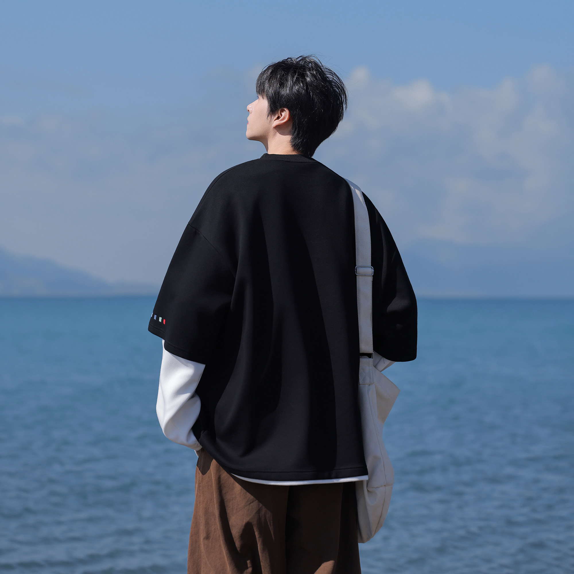 趋势2026春装新款大码宽松假两件卫衣外套JK106P68控98,女装短外套,电商A031