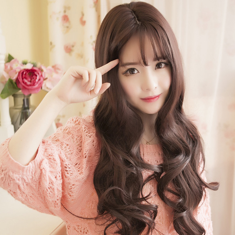 假发女长卷发大波浪发型 网红空气刘海 假发套 长发直播 中分假发