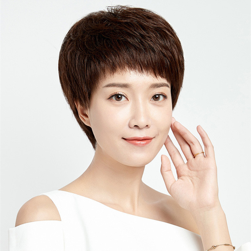 假发女短直发气质中老年真发全头套时尚干练短发不变形送妈妈