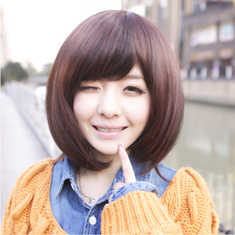 假发 女 短发 中短直发斜刘海 假发女直播bobo 韩国发型 波波头