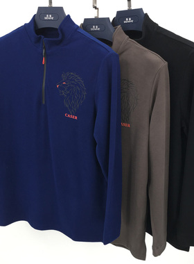 caser凯撒内衣 男士秋款双面绒狮头印花立领卫衣单件上衣 AE80929