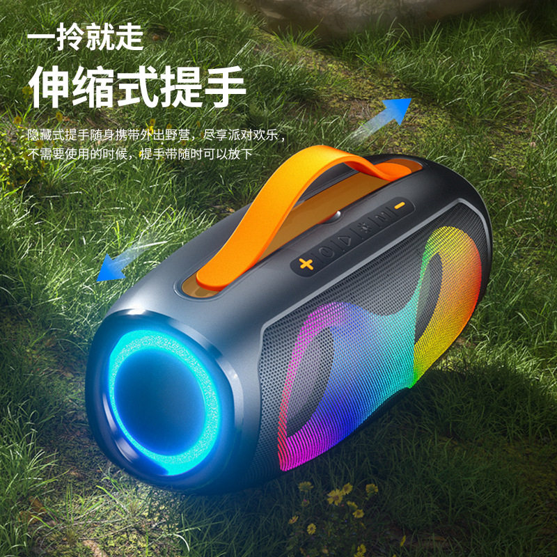 新款无线蓝牙音箱户外防水提手便携式60W超重低音炮带RGB灯音响