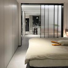 上海窄边隔断钢化玻璃客厅轻奢玻璃隔断墙移动推拉门折叠门定制