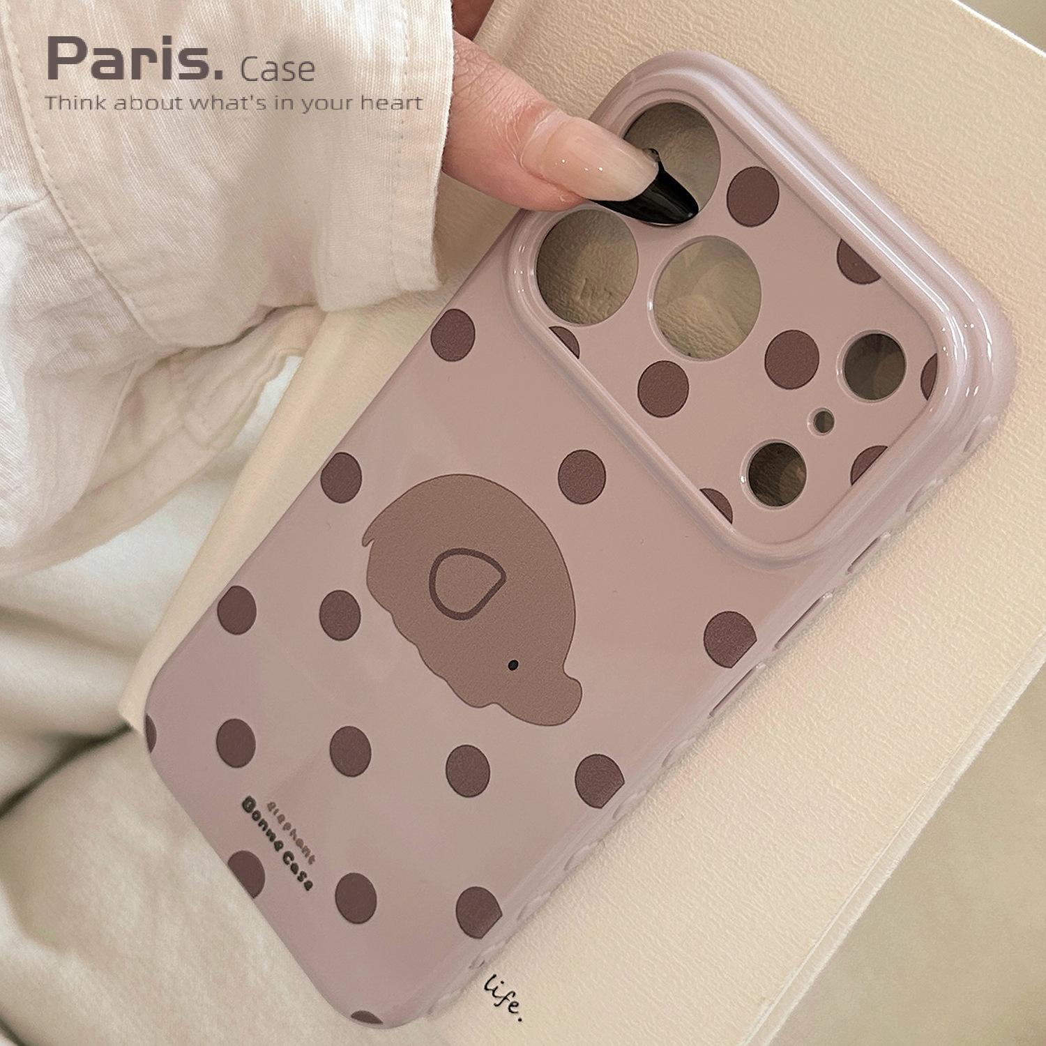 紫色波点小象适用苹果17手机壳iphone16promax复古卡通15防摔13软