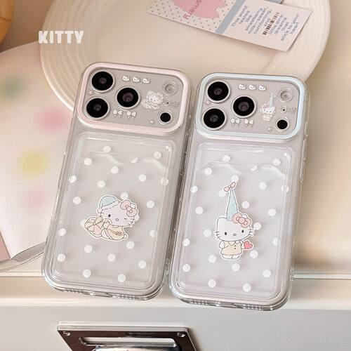 【Paris.Case】波点甜心猫咪适用17苹果17pm手机壳iphone16颜值11软壳KT卡通手机壳苹果iPhone透明