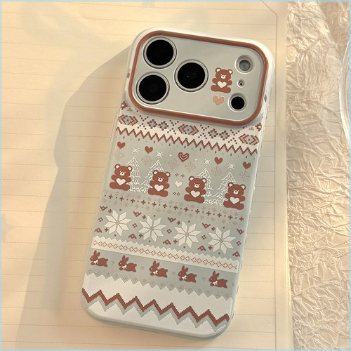 奶蓝爱心费尔岛防摔iPhone贴膜