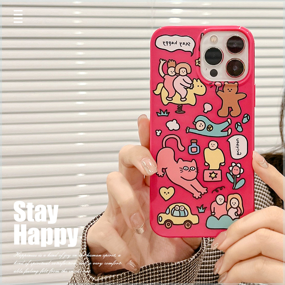 快乐星球涂鸦iPhone13苹果包8适用11手机壳13pro max小红书同款15proMax
