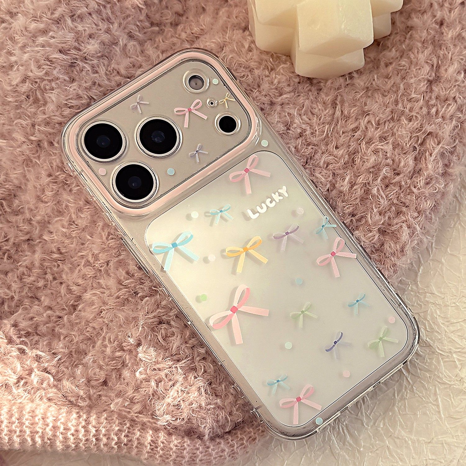 波点蝴蝶结适用18promax/17苹果17promax手机壳iphone16软15透明14结手机壳苹果iPhone透明全包硬壳小清新