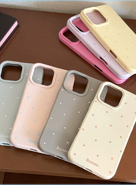 ins风的苹果iphone17个性16韩系14硅胶个性手机壳15promax简约纯色波点Shockproof