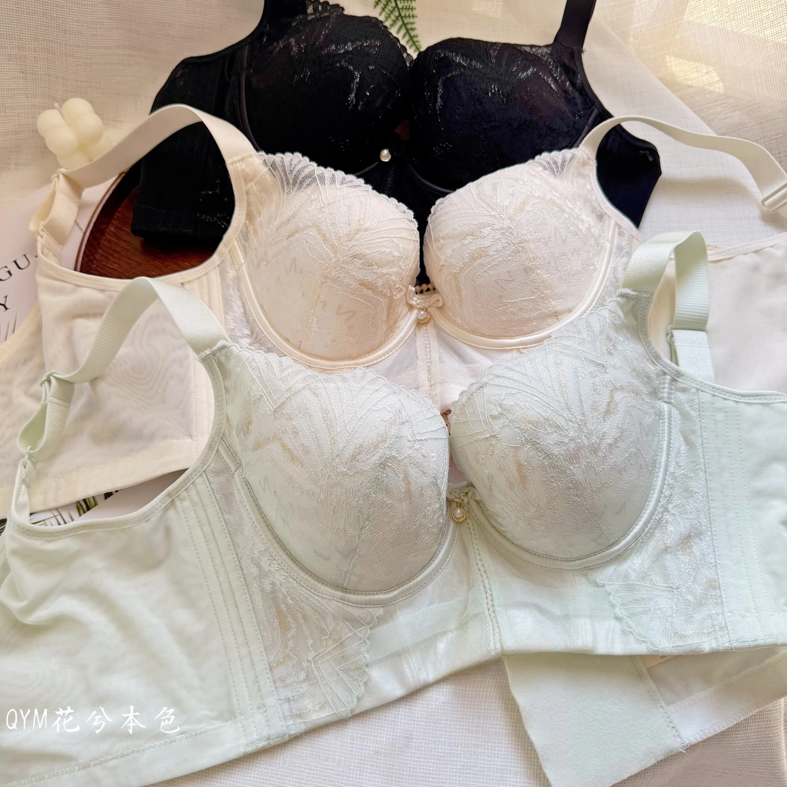 奢华刺绣收副乳内衣五排扣性感蕾丝调整型聚拢上托防下垂文胸罩女
