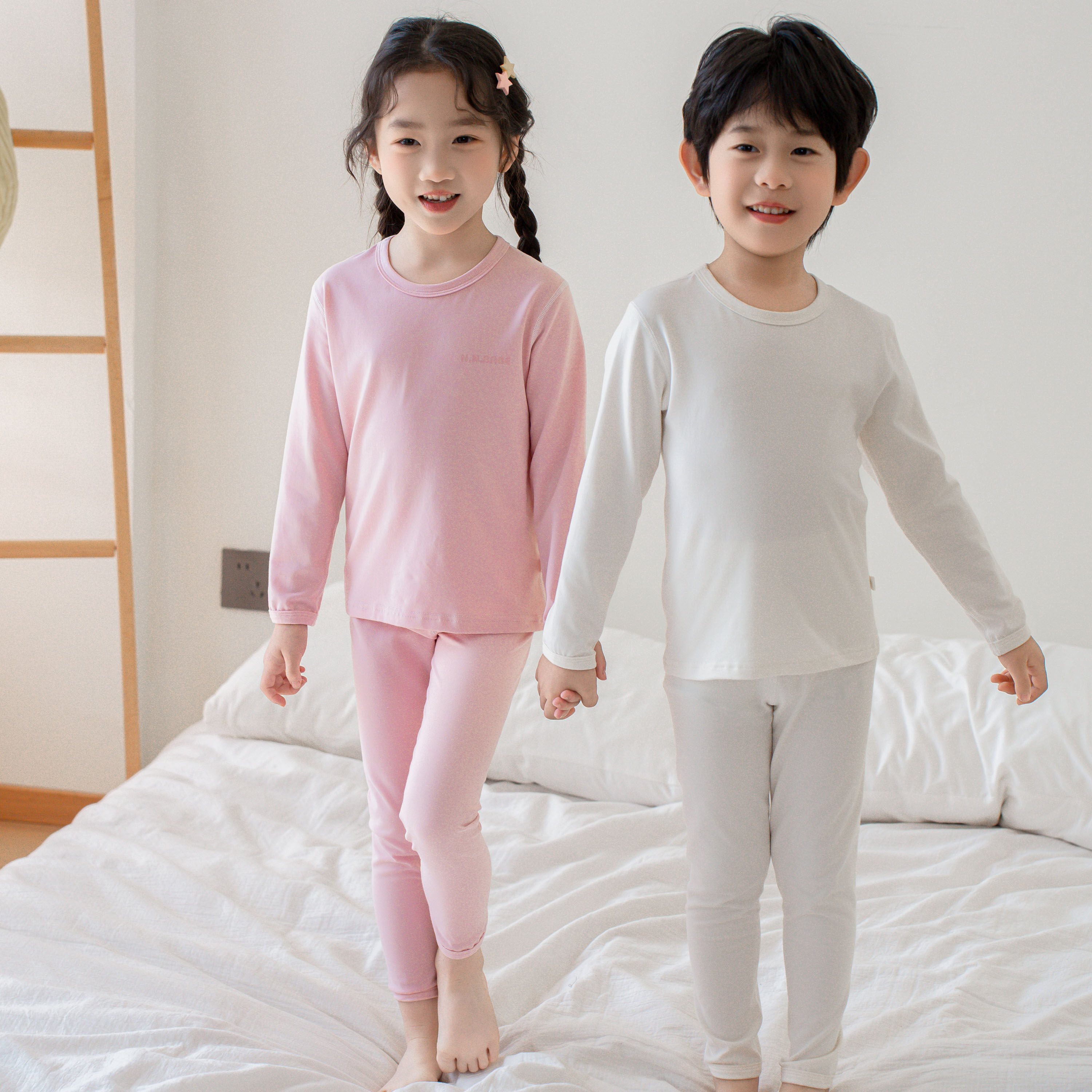 男女童春秋薄款棉毛衫内衣套装
