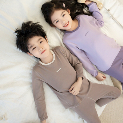 秋冬男童女童内衣套装保暖棉毛衫