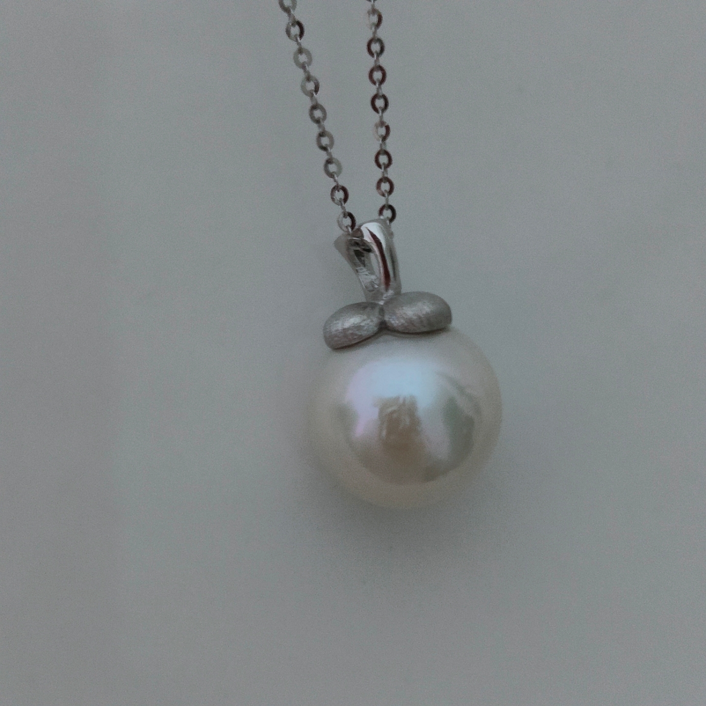 柿柿如意S925纯银磨砂柿子头天然淡水珍珠吊坠项链 12-13mm