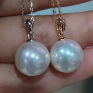 爱迪生珍珠吊坠项链媲美澳白锁骨链瓜子扣天然淡水强光