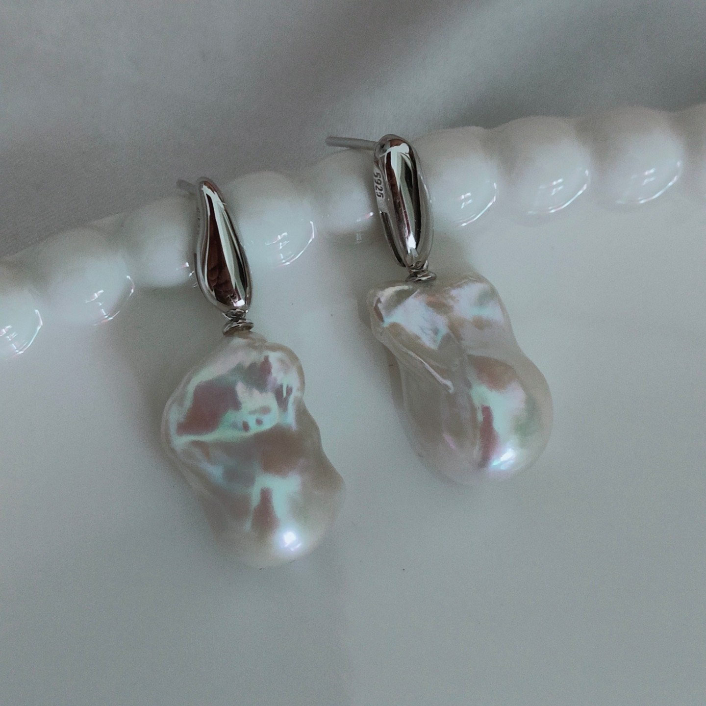 新款极简设计款光面AB诸暨天然巴洛克真珍珠耳环925银耳坠耳饰,珠宝/钻石/翡翠,耳饰,淘宝优惠券,粉丝福利购,淘宝优惠卷