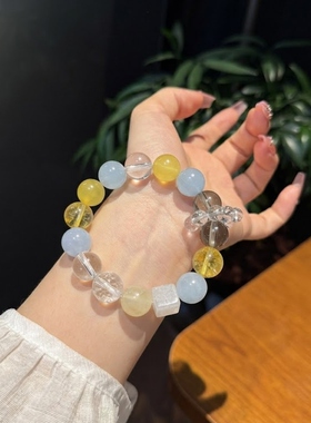 ins风多宝女士手链手串 海蓝宝黄水手串小众轻奢气质百搭不挑肤色
