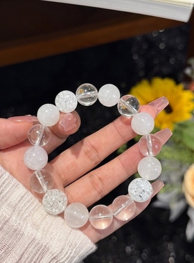 ins冷淡风手链 冰透白水爆花手串 小众设计气质绝美不挑肤色