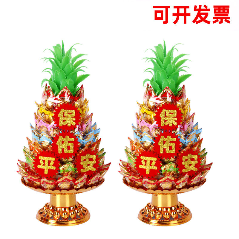7层彩色莲花菠萝法会糖果塔寺庙供佛拜拜手工制作佛供品莲花糖塔